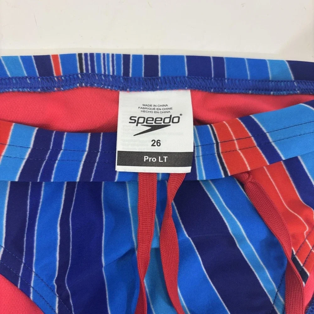 NWT Speedo Pro LT Competitive Swim Briefs Boys 26 / 10 Blue Stripe Racing